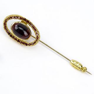 Appraisal: Vintage Garnet and Karat Yellow Gold Stick Pin Set in