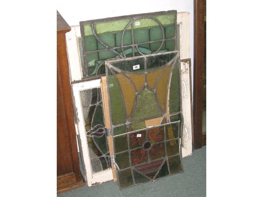 Appraisal: Lot comprising assorted leaded stained glass panels