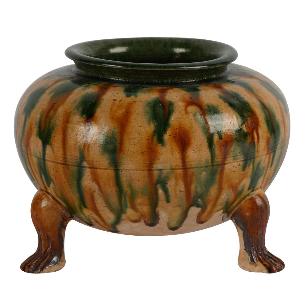 Appraisal: CHINESE SANCAI-GLAZED POTTERY FOOTED BOWLunmarked inches diameter inches high Condition