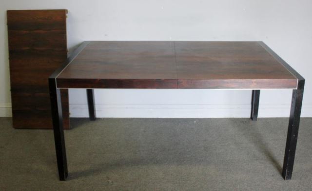 Appraisal: Midcentury Rosewood and Chrome Dining Table Possibly Milo Baughman rosewood