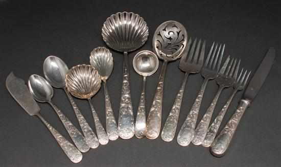 Appraisal: American sterling silver -piece partial flatware and serving set in