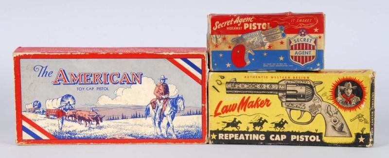 Appraisal: Lot of Cap Gun Boxes Description Includes American and Law