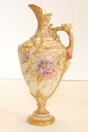 Appraisal: ROYAL WORCESTER BLUSH IVORY HAND PAINTED EWER VASE