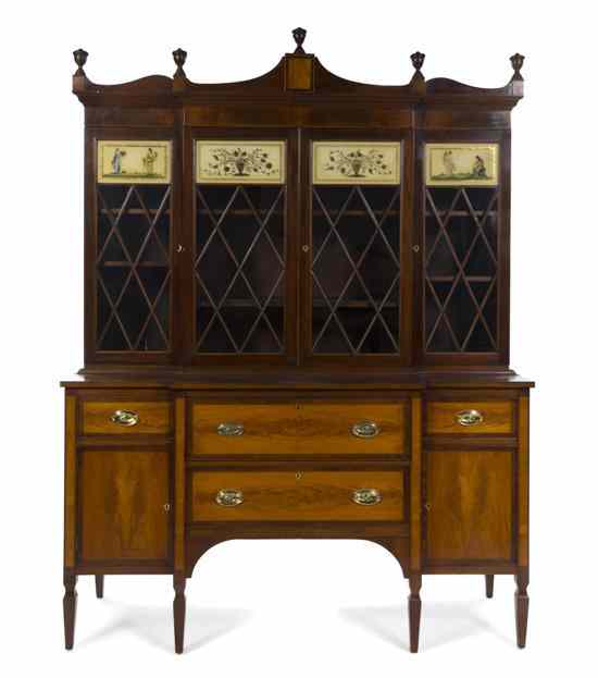 Appraisal: A Sheraton Style Mahogany Secretary Bookcase in two parts each