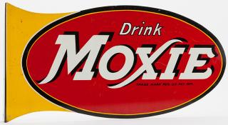 Appraisal: Drink Moxie Double Sided Flange Sign Bedford NH Moxie Beverage