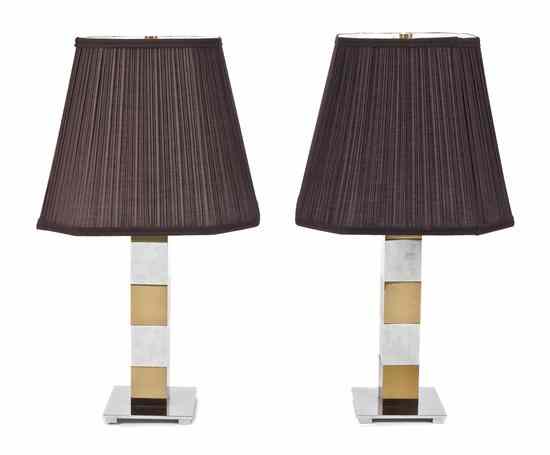 Appraisal: A Pair of American Brass and Chrome Table Lamps in