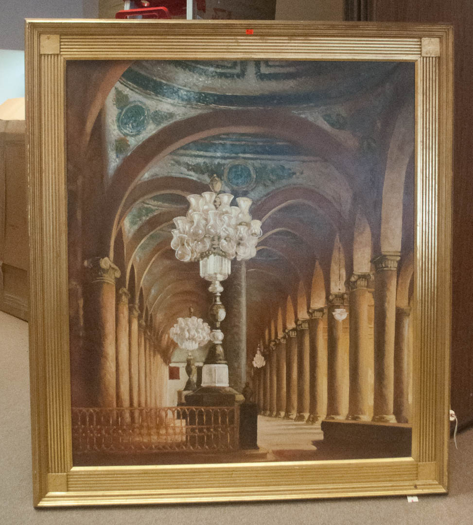 Appraisal: Large oil on canvas of grand hallway