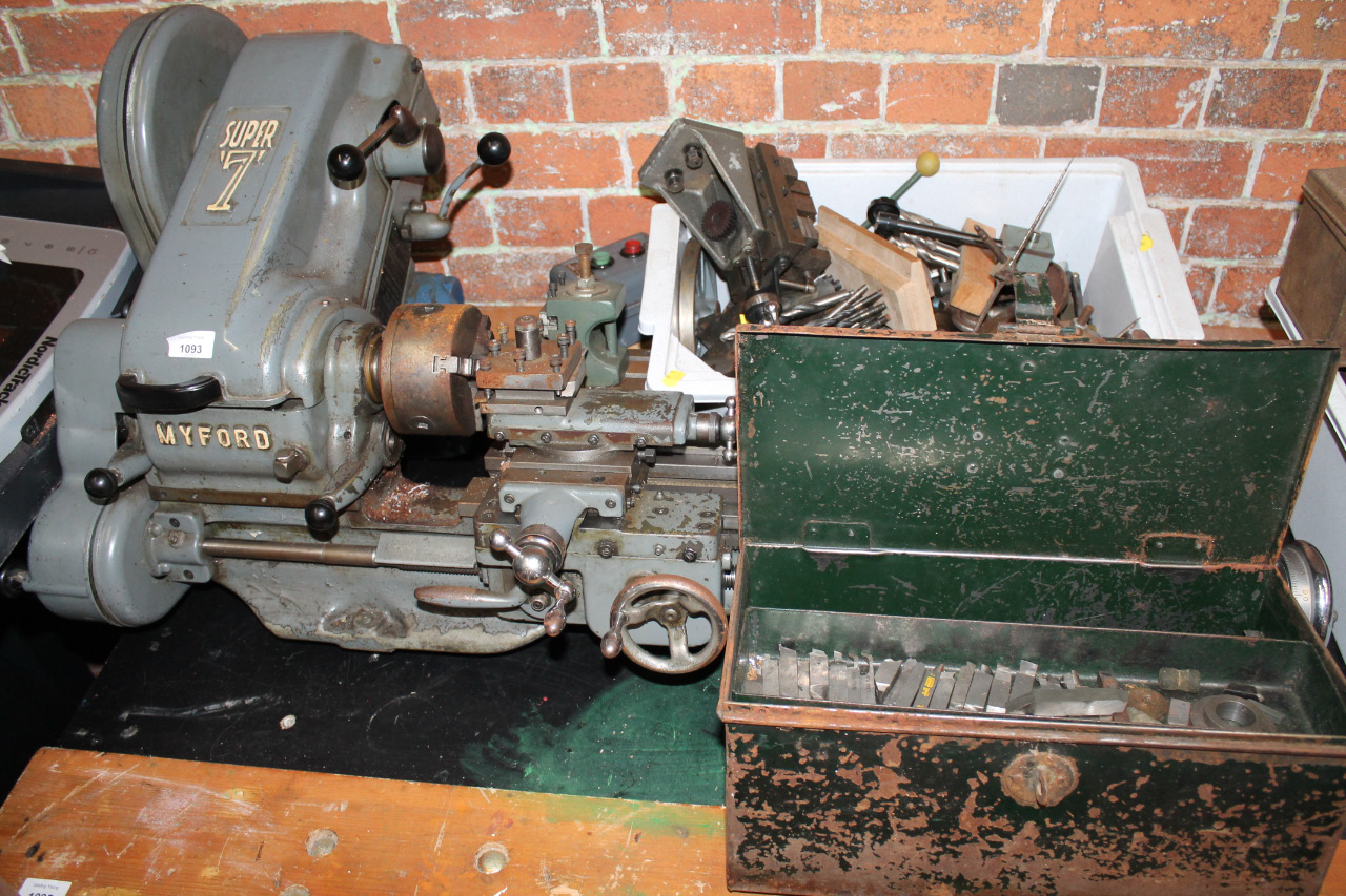 Appraisal: A Myford Super lathe with an assortment of lathe turning