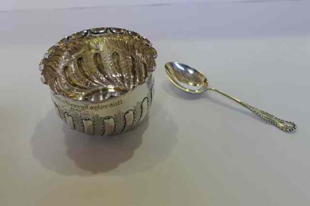 Appraisal: AN OPEN SILVER BOWL with half fluted body crimped edge