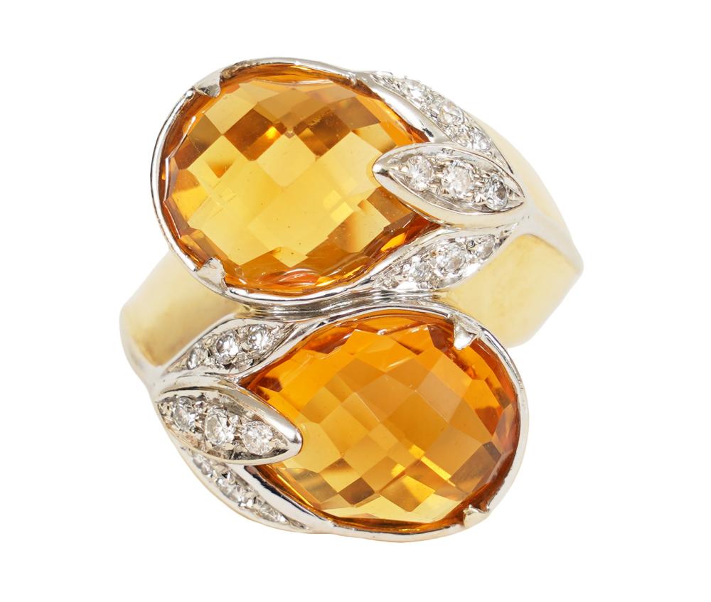 Appraisal: K YG WG CITRINE DIAMOND RING K yellow gold white