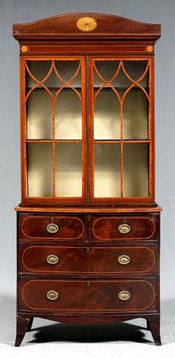 Appraisal: Hepplewhite cabinet over drawers finely figured mahogany with pinwheel inlays