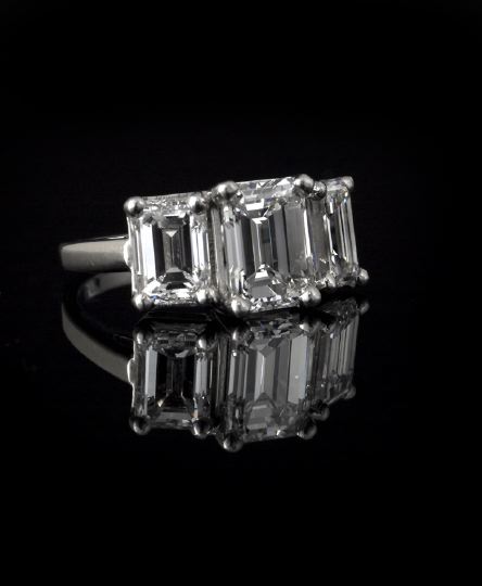 Appraisal: Superb Platinum and Diamond Lady's Three-Stone Ring composed of three