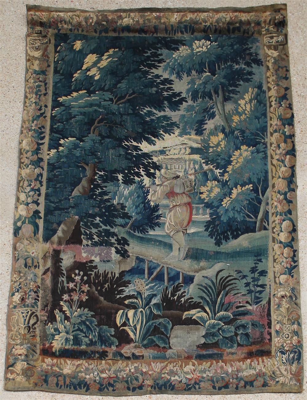 Appraisal: A FRANCO FLEMISH VERDURE TAPESTRY LATE TH C centrally woven