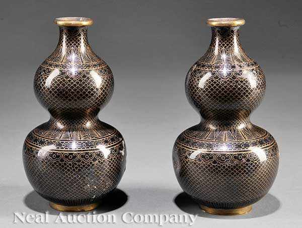 Appraisal: A Pair of Chinese Cloisonn Enamel Double Gourd Vases th