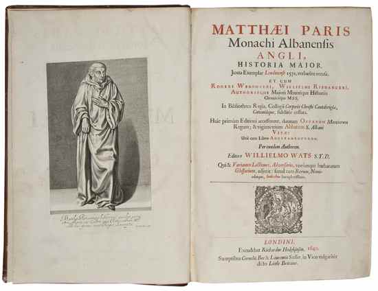 Appraisal: Paris Matthew Historia Major parts in half-title with full-page portrait