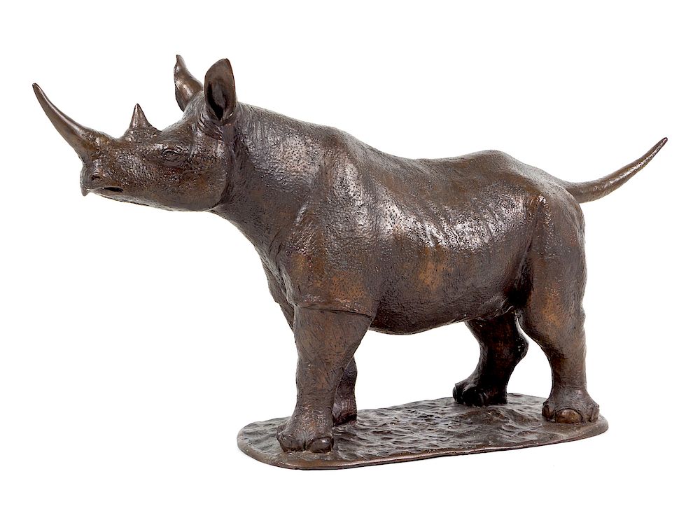 Appraisal: A Cast Metal Figure of a Rhinoceros Width i A