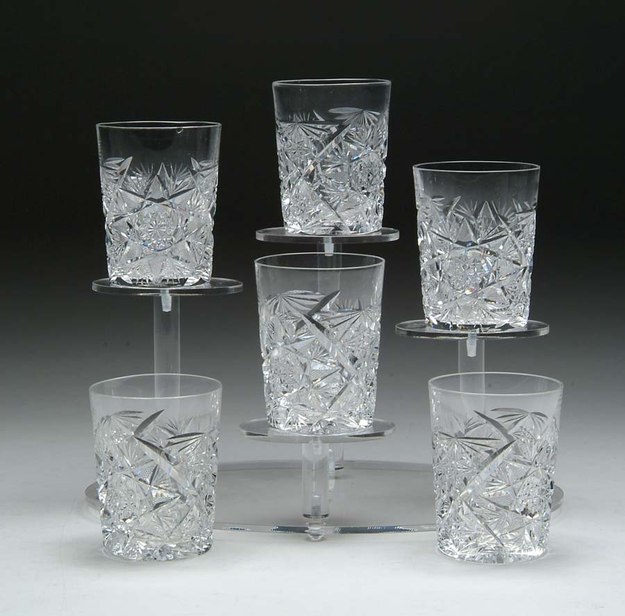 Appraisal: SIX CUT GLASS TUMBLERS Nice set of tumblers are cut