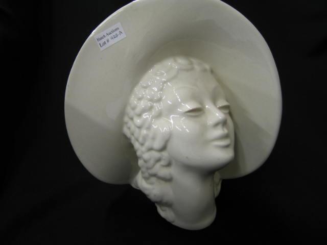 Appraisal: Art Deco Pottery Figural Head Vase lady in large hat