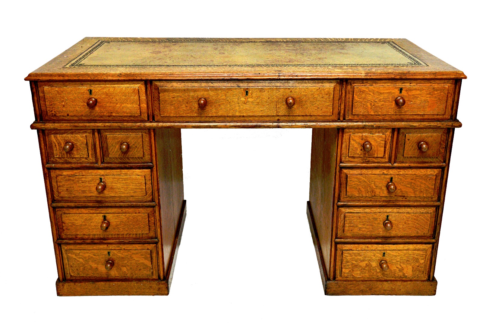 Appraisal: Cotswold School an early th century oak pedestal desk with