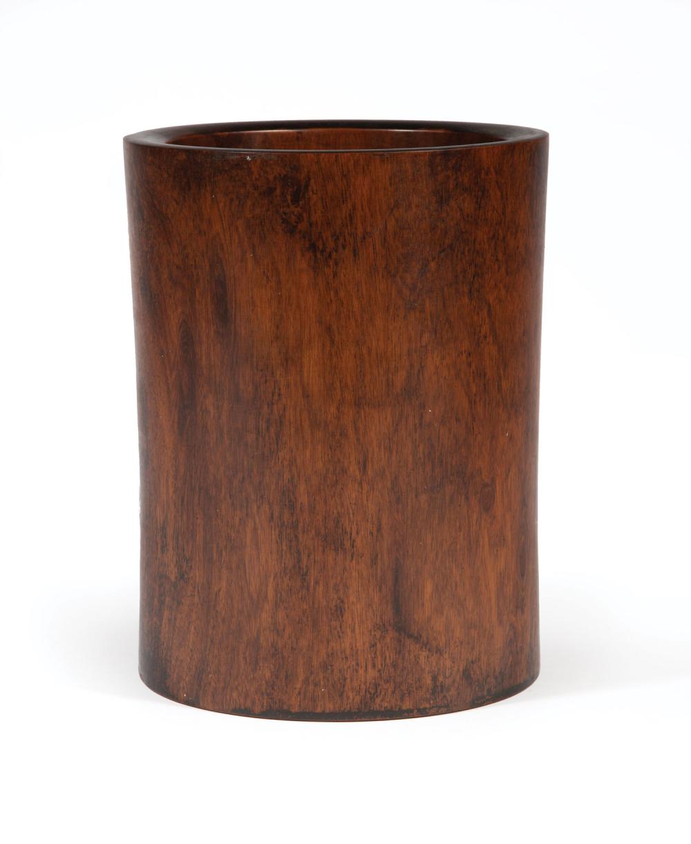 Appraisal: Chinese Rosewood Brush Pot slightly waisted cylindrical body h in