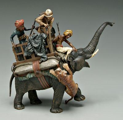 Appraisal: Franz Bergmann bronze group Austrian American - Indian tiger hunt