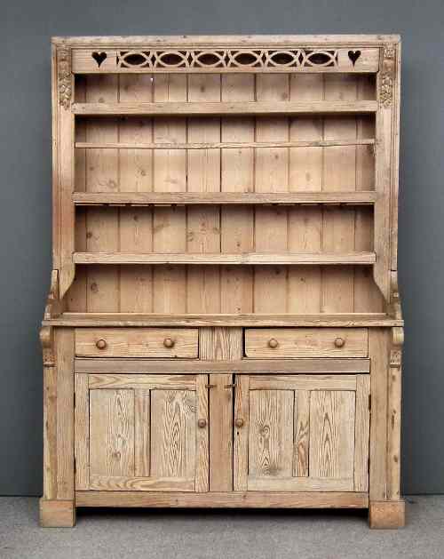 Appraisal: A th Century ''Irish'' stripped pine kitchen dresser the upper