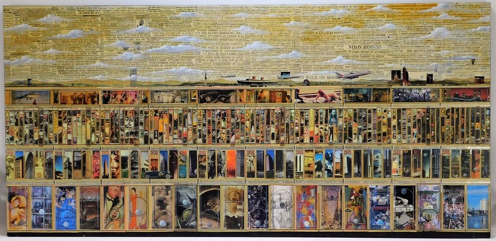 Appraisal: Roderick Slater Collage Mixed Media Painting United States - Rectilinear