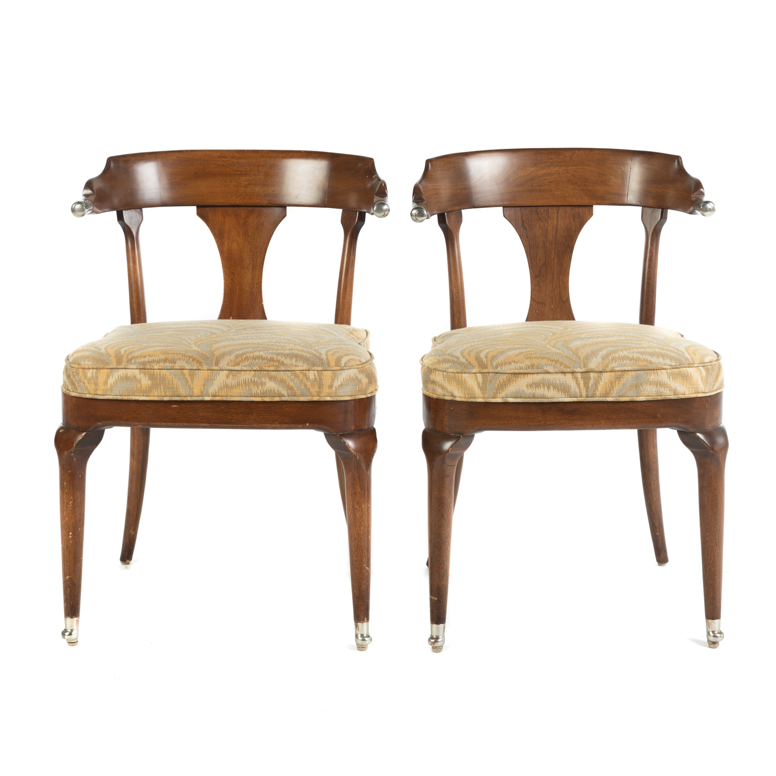 Appraisal: A PAIR OF CAPTAIN STYLE MAHOGANY ARMCHAIRS th century with