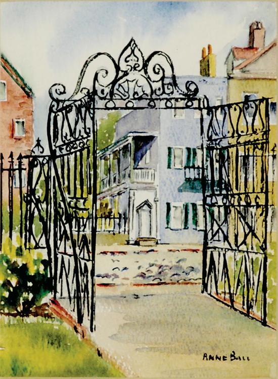 Appraisal: Anne Ball South Carolina mid th century CHARLESTON GATES watercolor