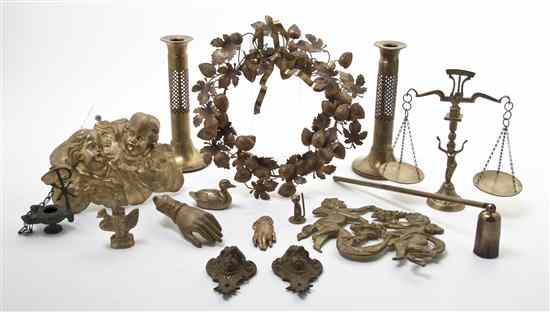 Appraisal: A Collection of Brass and Bronze Decorative Articles comprising a