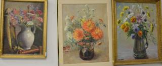 Appraisal: Three Ruth Stone oil on canvas still life paintings of