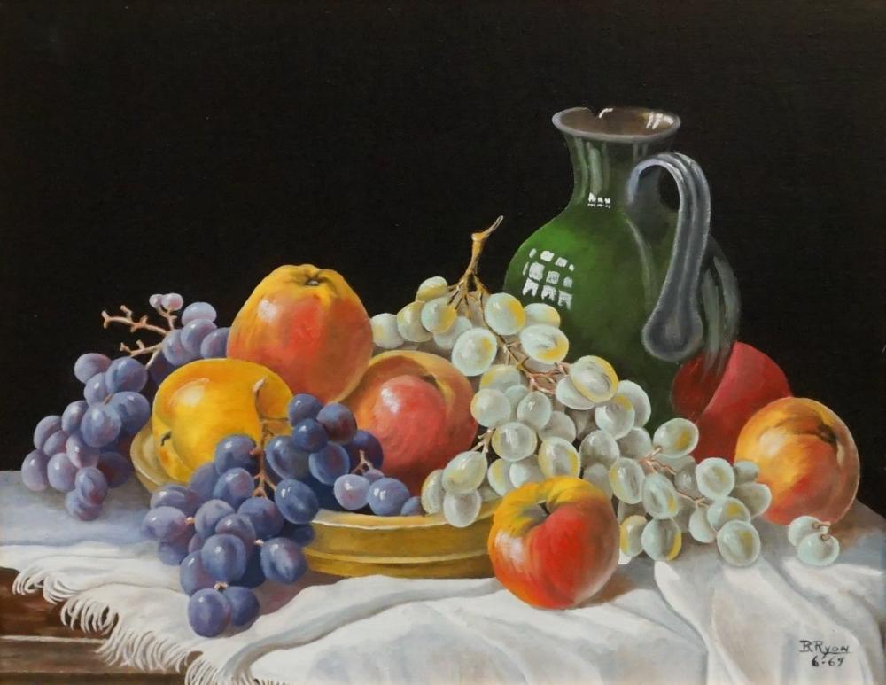 Appraisal: B Ryon Still Life of Fruit Acrylic on Canvas Signed