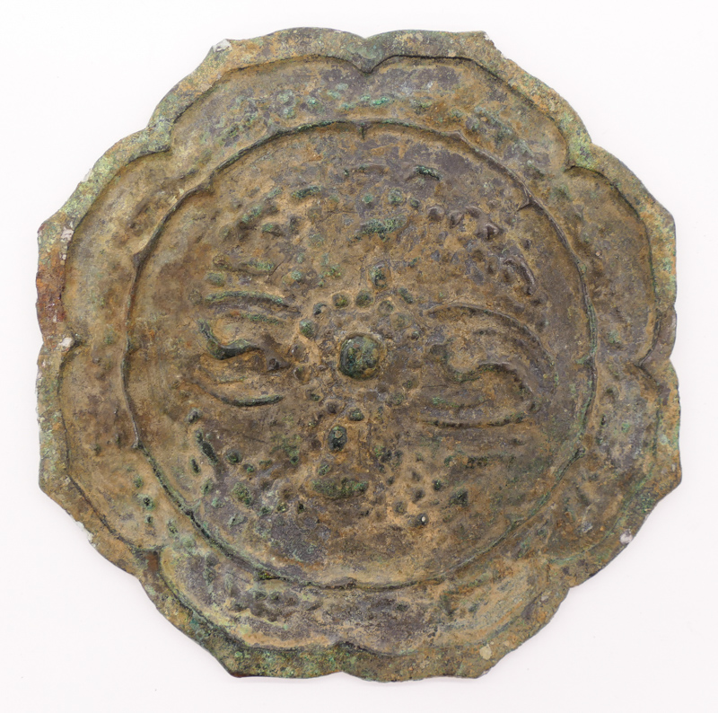 Appraisal: Chinese Tang Bronze Hand Mirror '' Heavy verdigris patina from