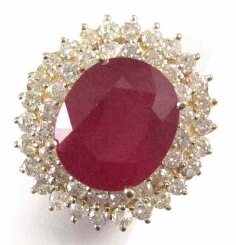 Appraisal: RUBY DIAMOND AND YELLOW GOLD RING The k gold ring