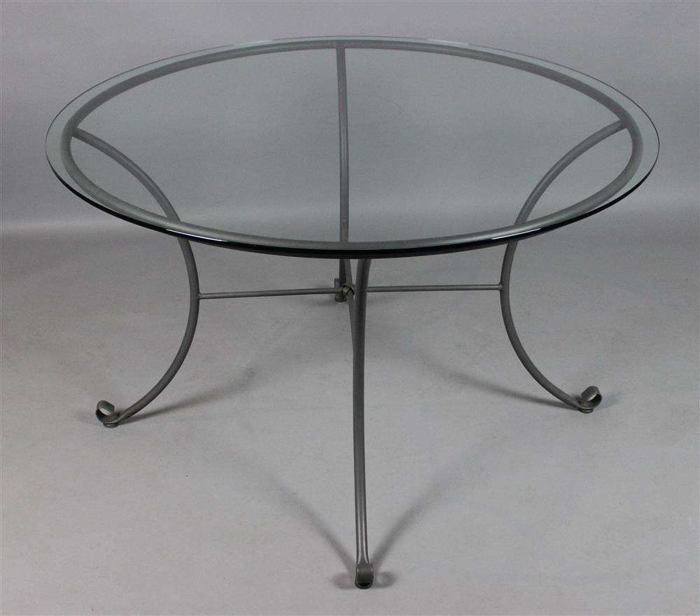 Appraisal: CONTEMPORARY GLASS TOP CAST METAL CENTER TABLE ESTATE OF TOM