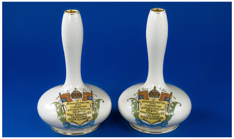 Appraisal: Pair Of Macintyre Bottle Shaped Vases Decorated To Commemorate The