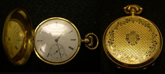 Appraisal: WATCH K yellow gold Hunting Case pocket watch enameled small