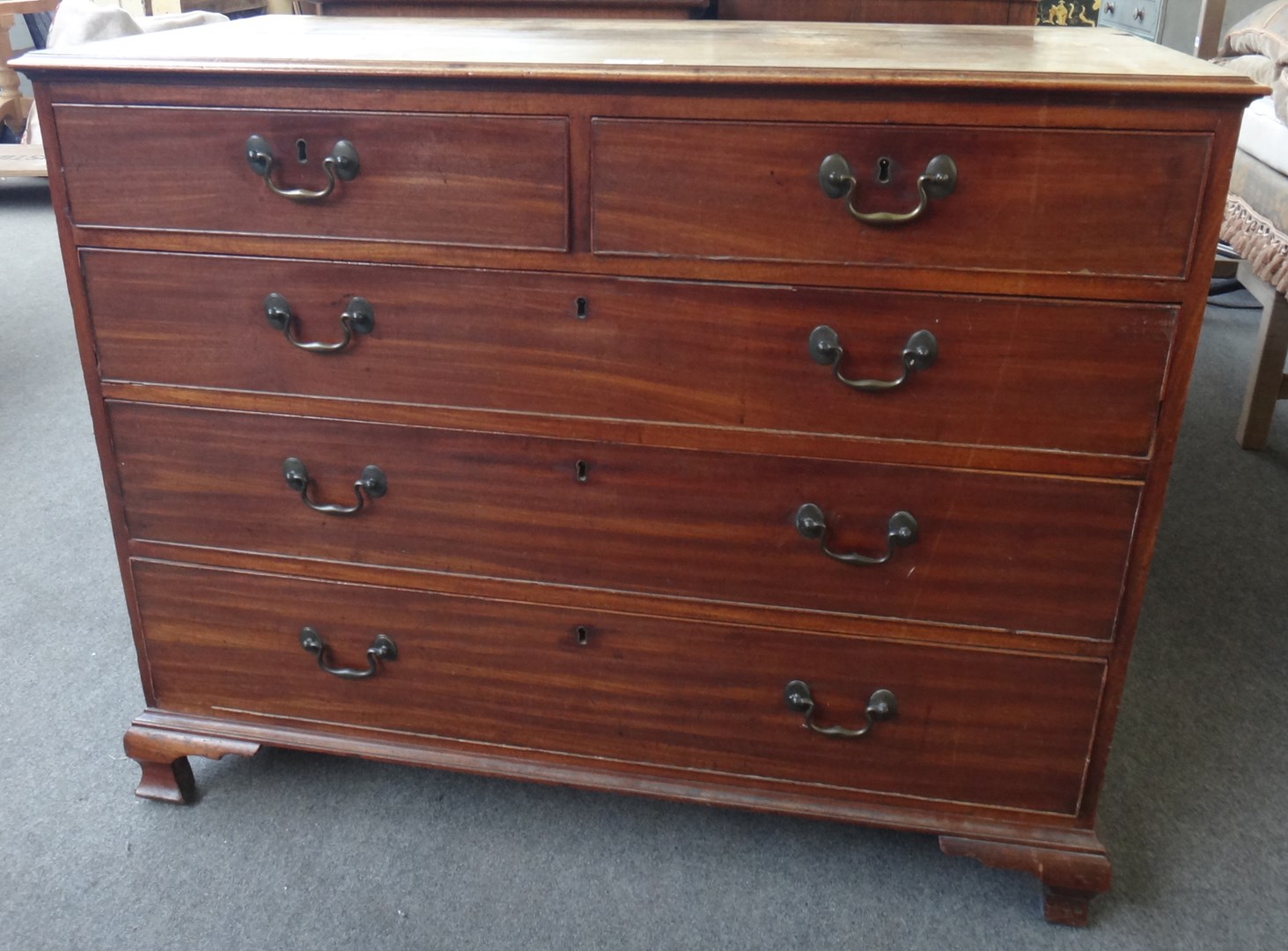 Appraisal: A George III mahogany chest of two short and three