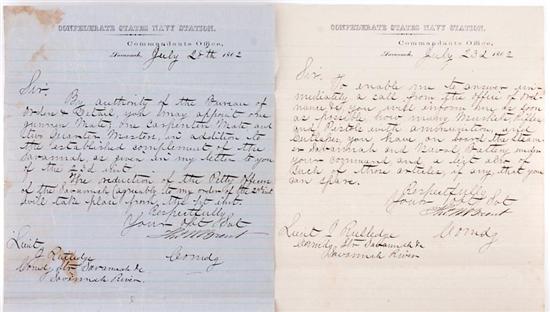 Appraisal: Documents Lt John Rutledge Naval orders signed by Thomas W