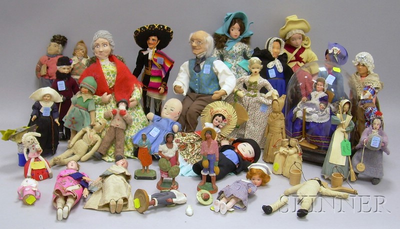 Appraisal: Approximately Thirty Ethnic Souvenir and Character Dolls in various media