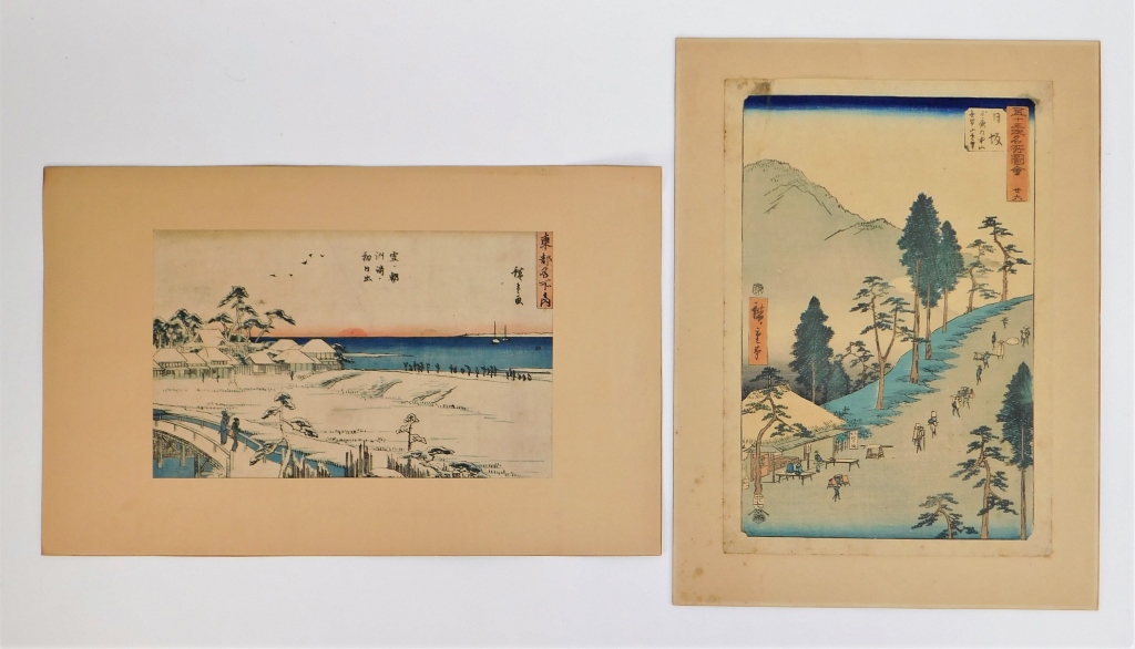 Appraisal: HIROSHIGE I II JAPANESE WOODBLOCK PRINTS Japan Late th- th