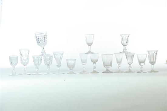 Appraisal: SIXTEEN WINE GLASSES American mid- th century various patterns and