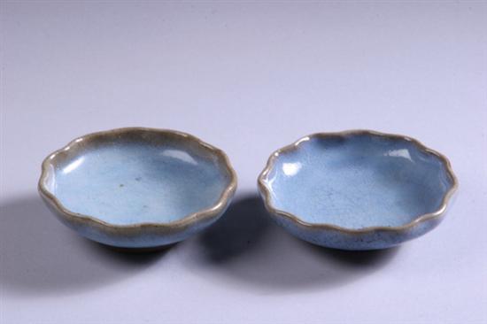 Appraisal: TWO CHINESE JUNYAO DISHES Song Dynasty With scalloped rims -