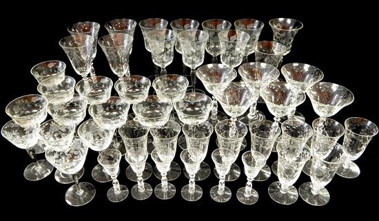 Appraisal: Two patterns of similar cut crystal stemware forty-nine pieces unsigned