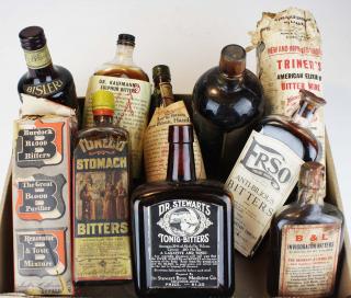 Appraisal: Old Bitters Bottles W Boxes Labels Contents