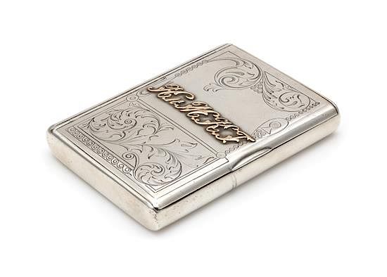 Appraisal: A Russian Silver Cigarette Case Mark of Ivan Khlebnikov with