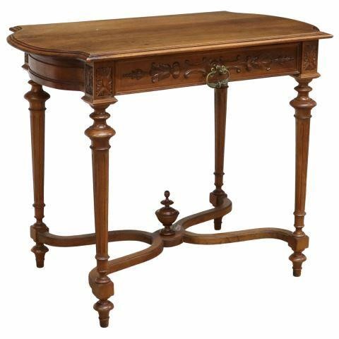 Appraisal: French Louis XVI style walnut salon table th c having