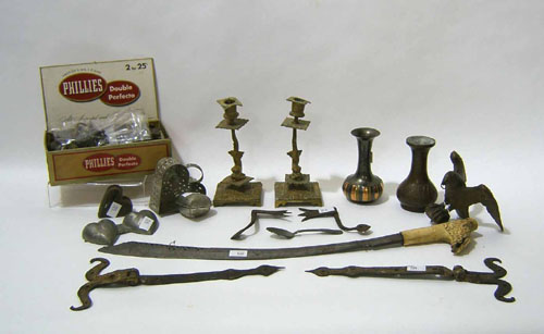 Appraisal: Misc metalware to include a Middle Eastern sword pair of