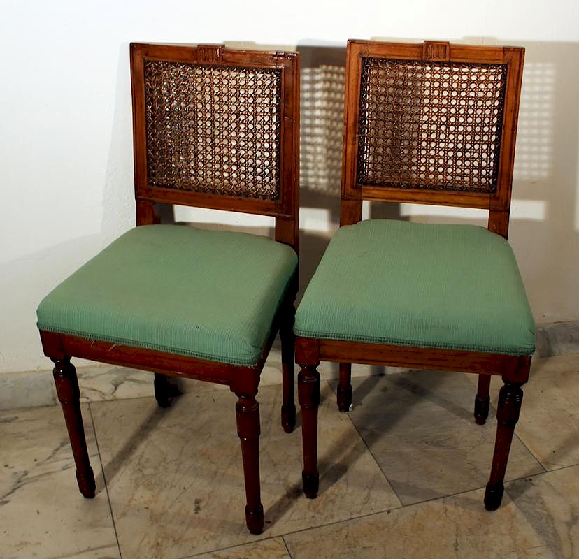 Appraisal: A pair of Louis XVI dining chairs A pair of