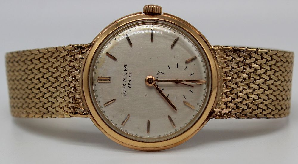 Appraisal: JEWELRY Men's kt Gold Patek Philippe Gubelin Wrist Watch Vintage